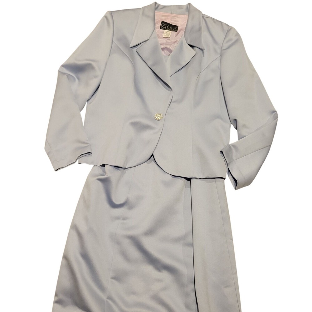 Alex Evenings Light Blue Formal Jacket & Sleeveless Dress Set Size 16 Polyester
